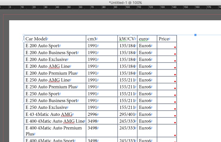 How to draw a table in InDesign: Excel into InDesign
