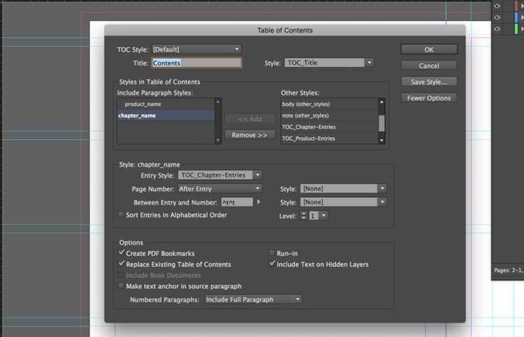 how to hide table of contents in adobe digital