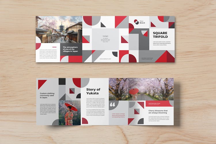 Sakura Square trifold indesign template
